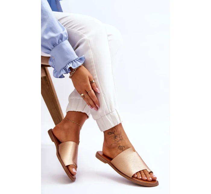 Dámske kožené žabky zlaté Amite Dámske kožené žabky zlaté Amite