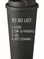 TO DO LIST: BÝT ÚŽASNÁ - černý termohrnek 475 ml