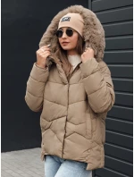 Dámska zimná bunda FIXMIX s prešívanou kapucňou béžová FashionStreet TY4673