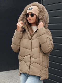 Dámska zimná bunda FIXMIX s prešívanou kapucňou béžová FashionStreet TY4673