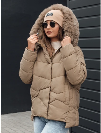 Dámska zimná bunda FIXMIX s prešívanou kapucňou béžová FashionStreet TY4673