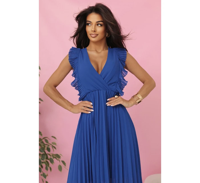 315-8 EMILY plisované šaty s volánmi a výstrihom - farba CHABRIEL 315-8 EMILY plisované šaty s volánmi a výstrihom - farba CHABRIEL