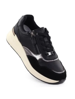 Dámske kožené čižmy Filippo DP7105/25 v čiernej metalíze