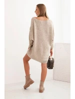 Dámske plus veľkosť vlnené šaty s výstrihom do V tmavá béžová Dámske plus veľkosť vlnené šaty s výstrihom do V tmavá béžová