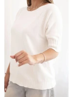 Dámsky viskózový sveter s krátkymi rukávmi ecru
