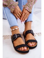 Modne Klapki Ze Sprzączką Big Star JJ274730 Czarne