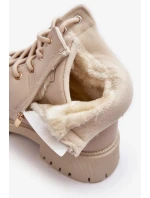 Dámske zateplené čižmy so zipsom Beige Gremiva