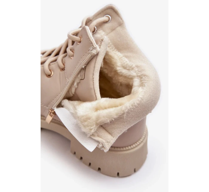 Dámske zateplené čižmy so zipsom Beige Gremiva