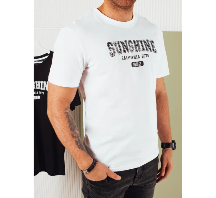 Pánske biele tričko s potlačou FashionStreet RX5374 Pánske biele tričko s potlačou FashionStreet RX5374
