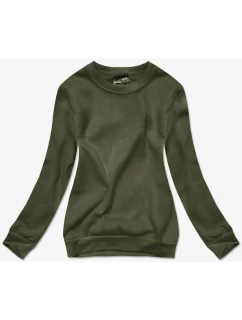 Dámska mikina s rebrovanou manžetou olivová (W01-29)