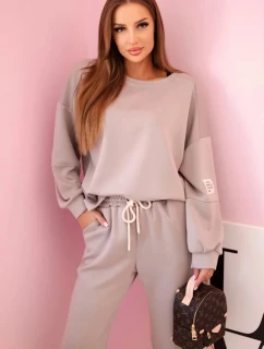 Súprava tepláky + nohavice maslová tkanina tmavo béžová