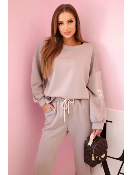 Súprava tepláky + nohavice maslová tkanina tmavo béžová