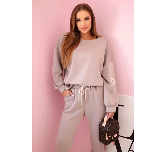 Súprava tepláky + nohavice maslová tkanina tmavo béžová