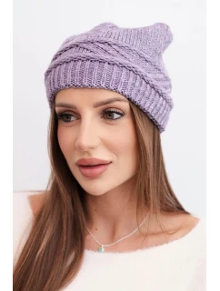 Dámská zimní čepice z vlny a s vzorem fialová model 21817817 - K-Fashion