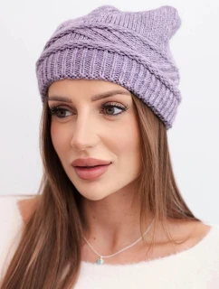 Dámská zimní čepice z vlny a s vzorem fialová model 21817817 - K-Fashion