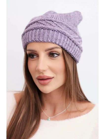 Dámská zimní čepice z vlny a s vzorem fialová model 21817817 - K-Fashion Dámská zimní čepice z vlny a s vzorem fialová model 21817817 - K-Fashion