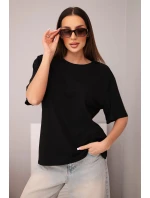 Dámska bavlnená základná blúzka s krátkymi rukávmi čierna