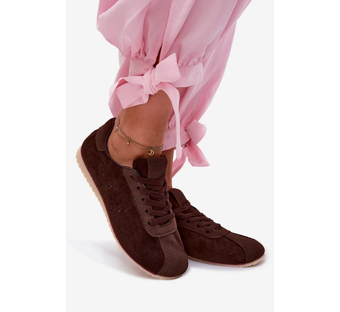 Dámské tenisky z eko semiše nízké čokoládové model 22122911 - Boto