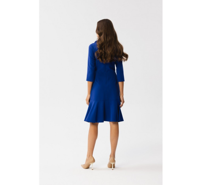S346 Šaty s viazaným výstrihom - kráľovská modrá
