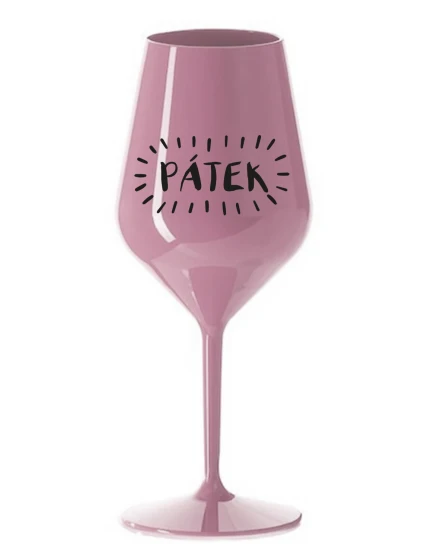 PÁTEK - světle růžová nerozbitná sklenice na víno 470 ml