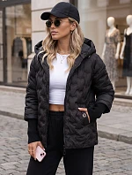 Dámska prešívaná bunda s kapucňou, čierna, FashionStreet TY5871