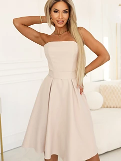 rozšířené midi šaty s páskem světle béžové model 22047400 - numoco