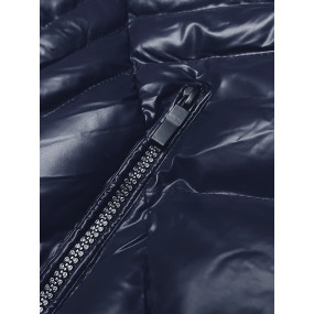 Dámska krátka zimná prešívaná bunda vo farbe slivky s kapucňou J Style (58M23068-4)