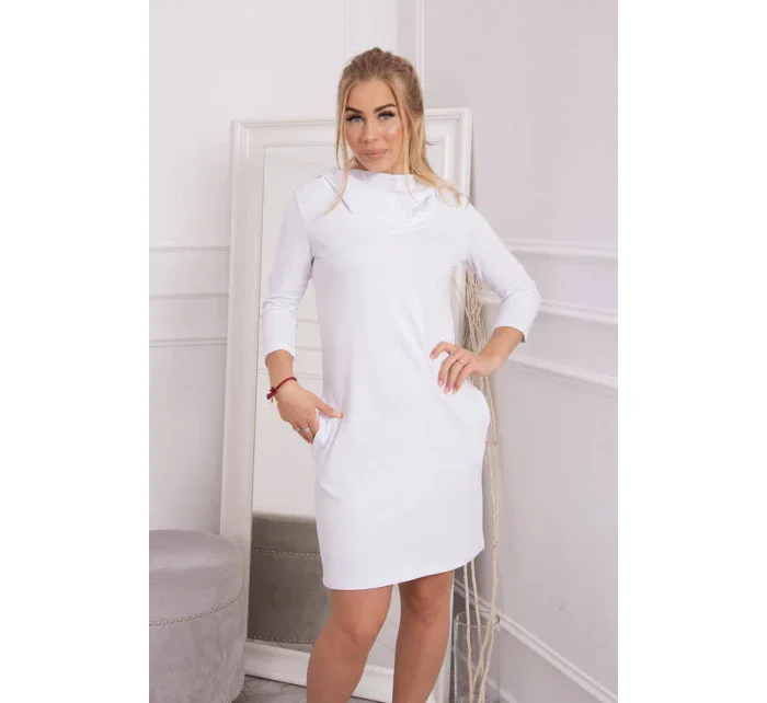 Šaty s kapucňou a vreckami biele Šaty s kapucňou a vreckami biele