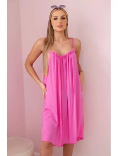 Viskózové šaty na ramínka růžový