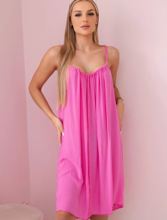 Viskózové šaty na ramínka růžový