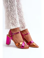 kožené sandály na vysokém podpatku fuchsie model 21666833 - Boto kožené sandály na vysokém podpatku fuchsie model 21666833 - Boto