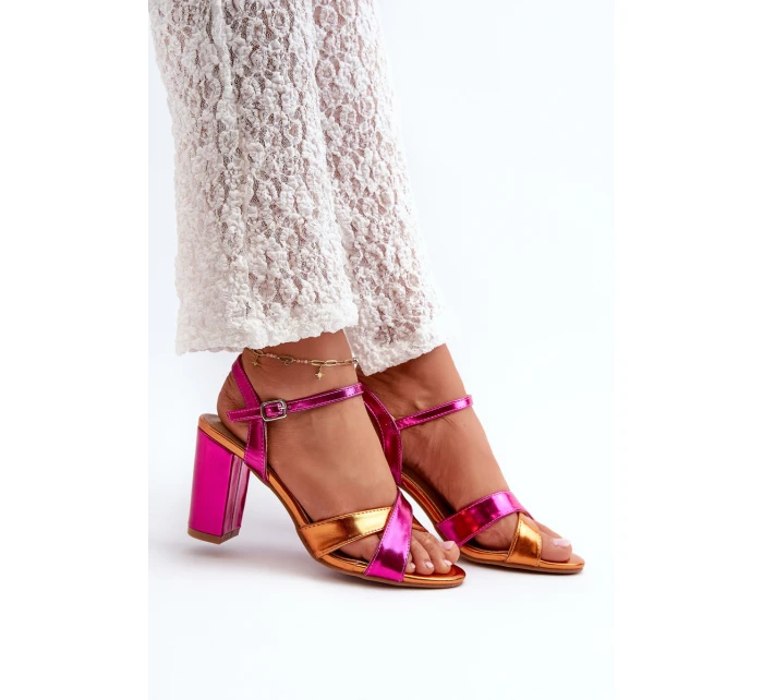 kožené sandály na vysokém podpatku fuchsie model 21666833 - Boto kožené sandály na vysokém podpatku fuchsie model 21666833 - Boto