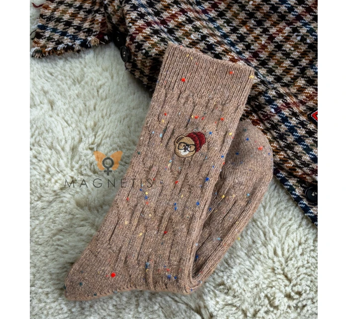 Magnetis ponožky YN5042 Medvedík melanž
