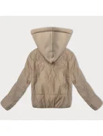 J Style Krátka béžová dámska mikina s kapucňou (16M9236-62) J Style Krátka béžová dámska mikina s kapucňou (16M9236-62)