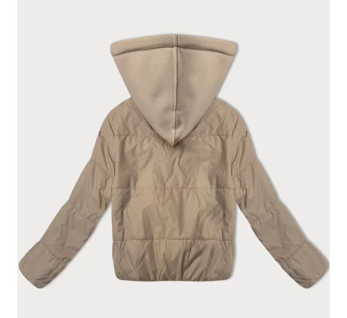 J Style Krátka béžová dámska mikina s kapucňou (16M9236-62) J Style Krátka béžová dámska mikina s kapucňou (16M9236-62)