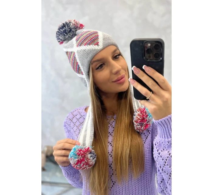 Dámska klapka na uši Eunika K322 sivá+červená Dámska klapka na uši Eunika K322 sivá+červená