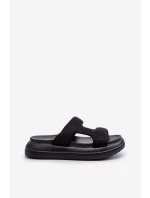 Zdobione Klapki Damskie Na Platformie Czarne Jestella