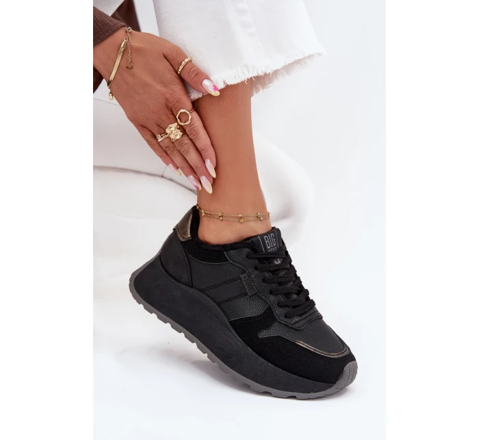 Ocieplane Sneakersy Damskie Na Platformie Big Star SS274007 HI-POLY SYSTEM Czarne