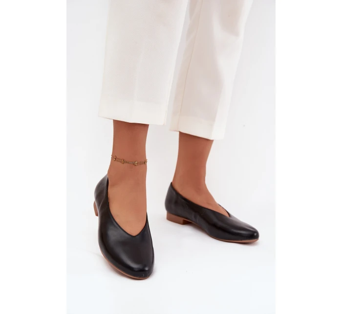 Dámské baleríny z eko kůže na ploché podrážce Černé model 21710667 - Boto