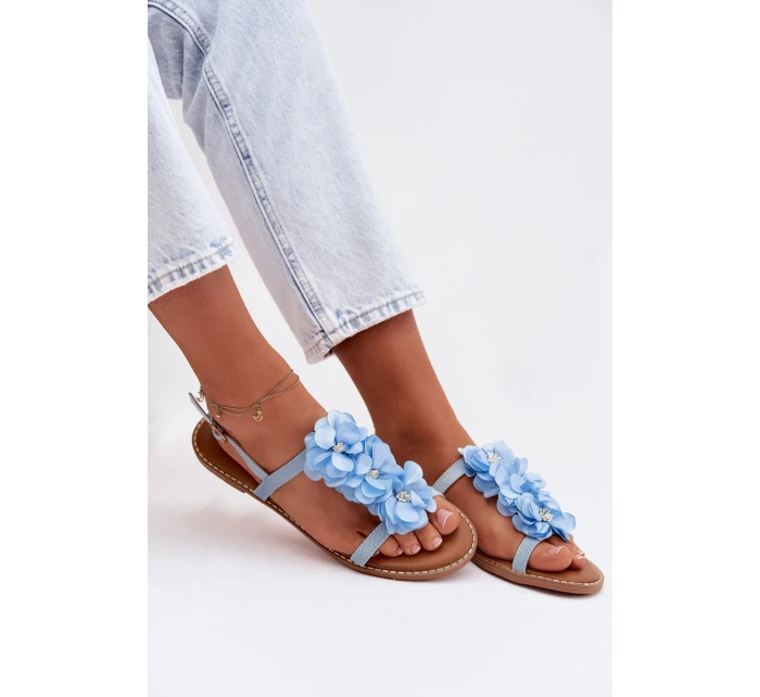 Dámské Sandály Ploché Modré Květiny model 21961065 - Boto Dámské Sandály Ploché Modré Květiny model 21961065 - Boto