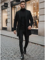 Pánsky čierny kabát FashionStreet CX0380 Pánsky čierny kabát FashionStreet CX0380