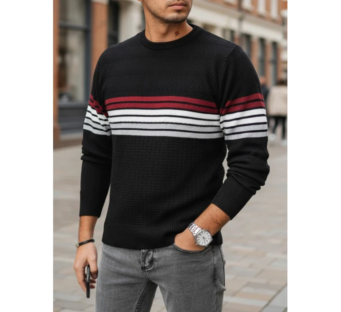 Pánský pruhovaný svetr černý model 21994022 - Dstreet Pánský pruhovaný svetr černý model 21994022 - Dstreet