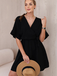 Mušelínové šaty s pasem černý