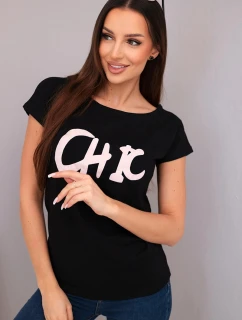 Dámska bavlnená blúzka s potlačou CHIC čierna