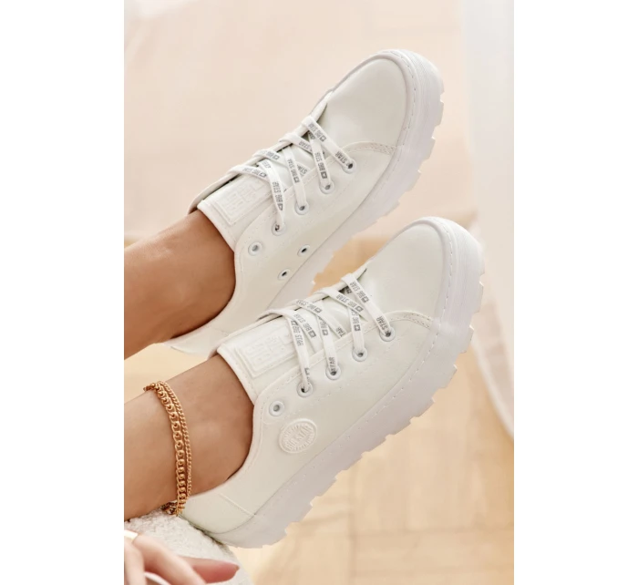 Modne Lakierowane Trampki Big Star KK274045 Białe Modne Lakierowane Trampki Big Star KK274045 Białe