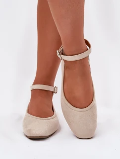 Eko Semišové Baletky S Páskem A Přezkou Béžové model 21698991 - Boto