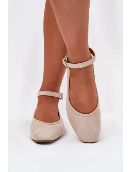 Eko Zamszowe Baleriny Z Paskiem I Klamrą Beżowe Deomira Eko Zamszowe Baleriny Z Paskiem I Klamrą Beżowe Deomira