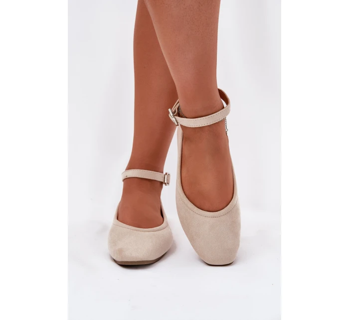 Eko Zamszowe Baleriny Z Paskiem I Klamrą Beżowe Deomira Eko Zamszowe Baleriny Z Paskiem I Klamrą Beżowe Deomira
