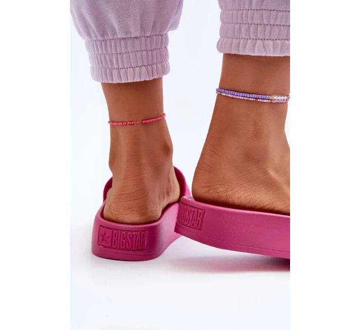 Dámske semišové šľapky na platforme Big Star Fuchsia
