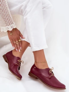 Dámske elegantné kožené šnurovacie topánky Zazoo - bordová